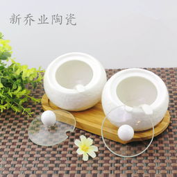 潮州新乔业陶瓷厂直销 时尚陶瓷调味罐两件套，打造高品质厨房生活